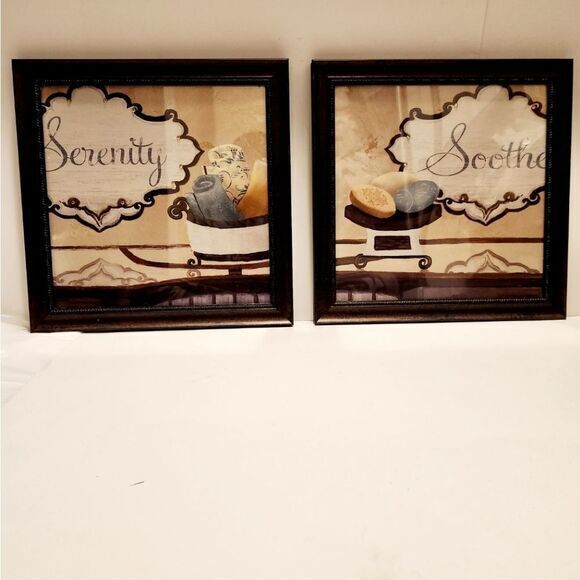 Bathroom Framed Pictures Bars of Soap Soothe and Serenity 14" ×‎ 14" - Picture 3 of 9